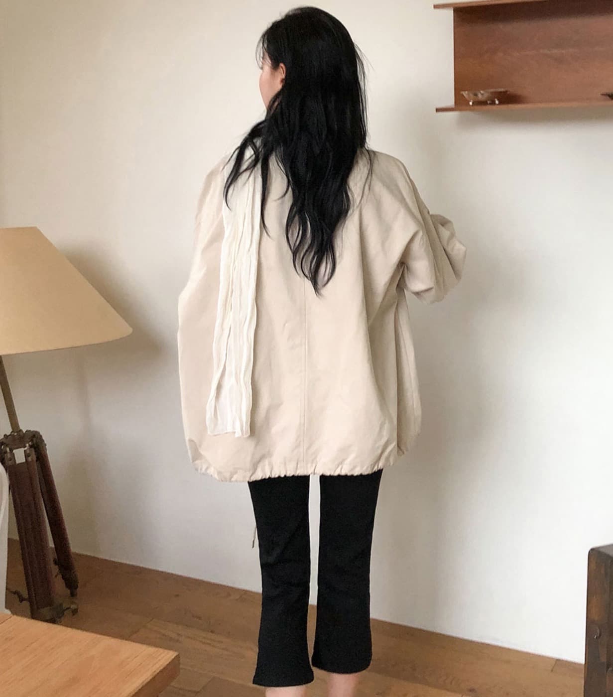 한국 chic 가을 겨울 새로운 레트로 스탠드 칼라 연령 감소 루즈핏 의류 펌프 로프 재킷 상세 이미지 26