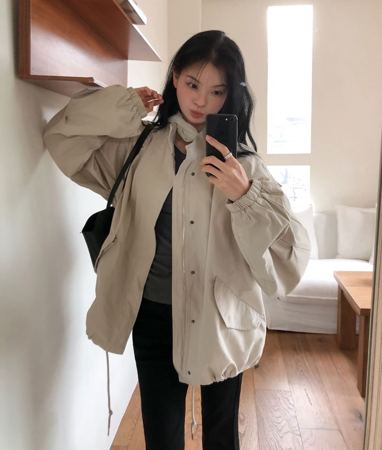 한국 chic 가을 겨울 새로운 레트로 스탠드 칼라 연령 감소 루즈핏 의류 펌프 로프 재킷 상세 이미지 27