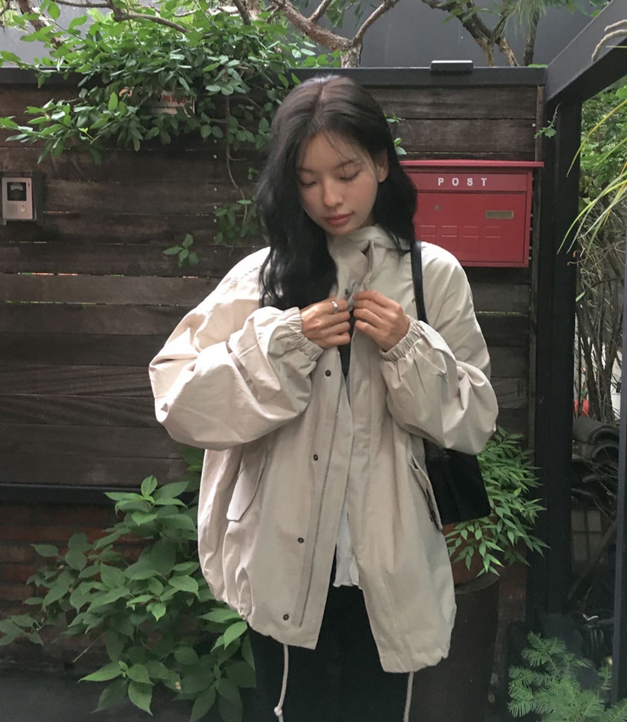 한국 chic 가을 겨울 새로운 레트로 스탠드 칼라 연령 감소 루즈핏 의류 펌프 로프 재킷 상세 이미지 31