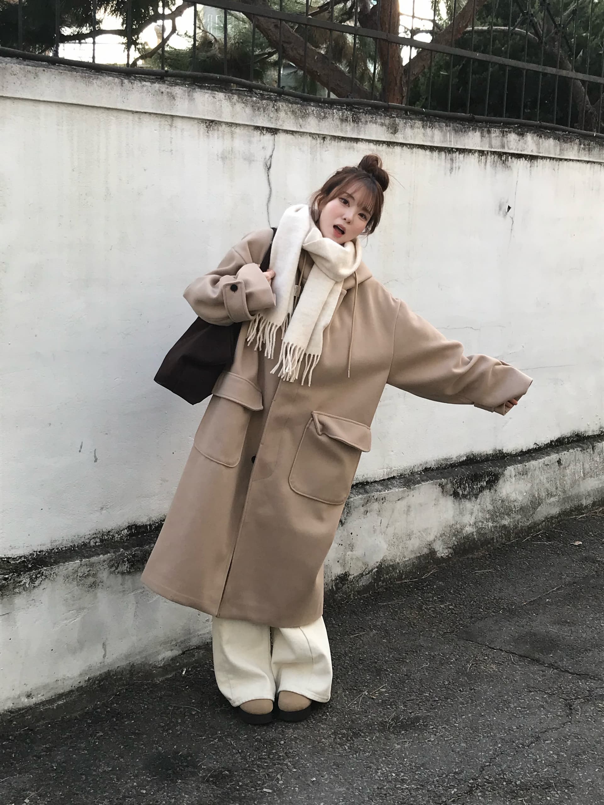 한국 chic 겨울 새로운 한 부서 학원 스타일 루즈핏 중간 길이 두꺼운 플러스 면 후드 자켓 상세 이미지 4