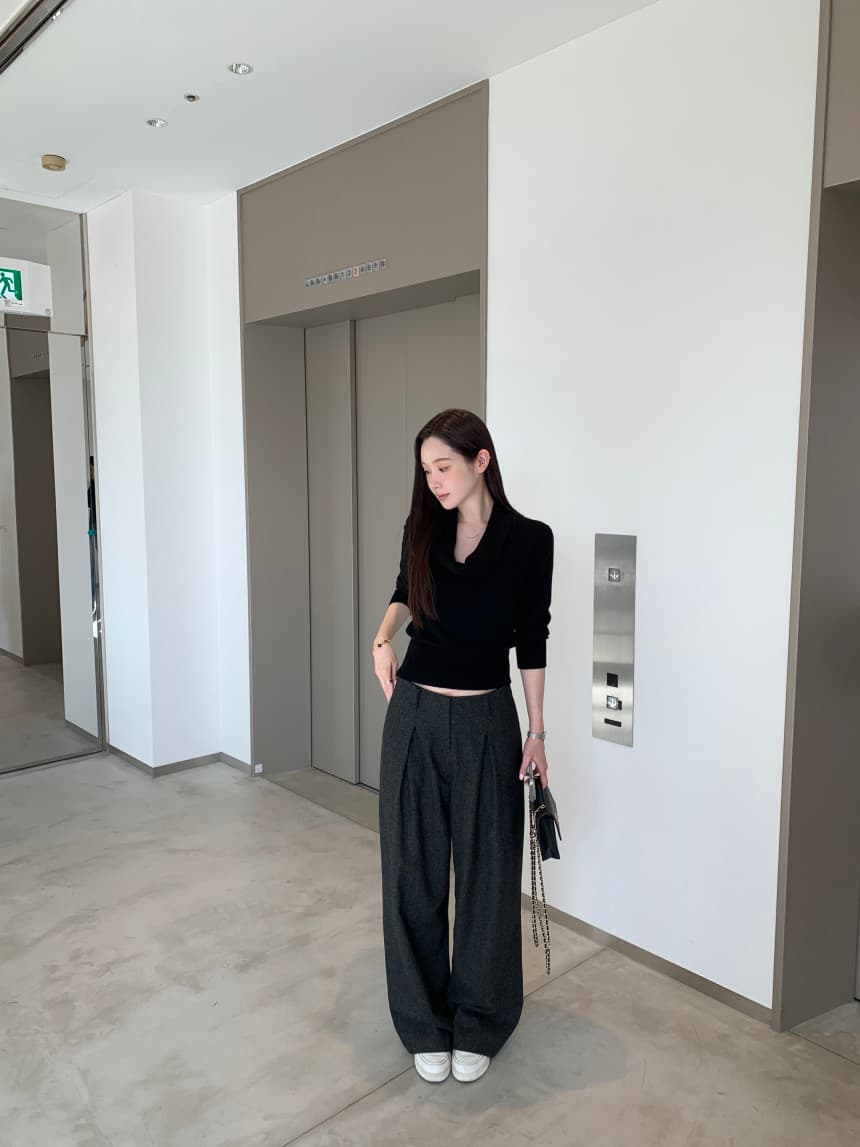 있음 선적 사이즈 업데이트 한국 chic 가을 새로운 품격 흔들다 칼라 다용도 긴팔 니트 스웨터 상세 이미지 25