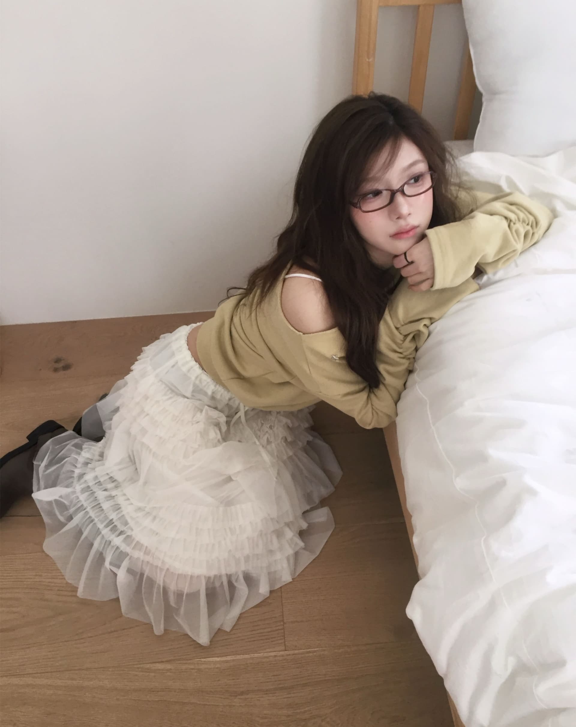 한국 chic 가을 새로운 한 부서 리우 딩 별 오프숄더 긴팔 후드티 상세 이미지 7