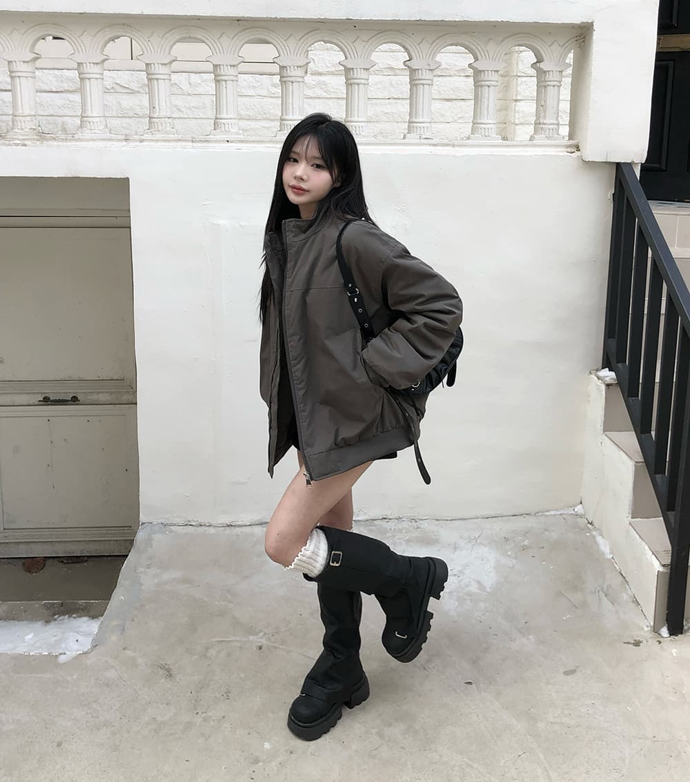 한국 chic 가을 겨울 새로운 스탠드 칼라 파일럿 소매 주름 플러스 면 재킷 야구 외투 상세 이미지 7