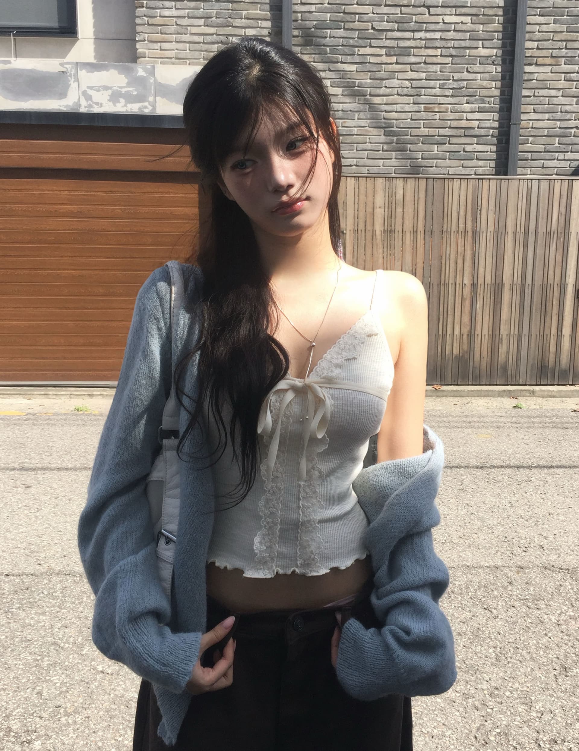있음 선적 사이즈 업데이트 한국 chic 가을 새로운 경 사진 버클 다용도 긴팔 니트 스웨터 상세 이미지 7