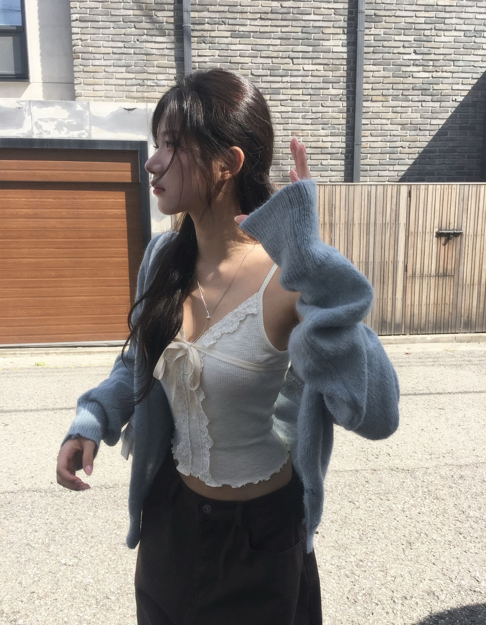 있음 선적 사이즈 업데이트 한국 chic 가을 새로운 경 사진 버클 다용도 긴팔 니트 스웨터 상세 이미지 8