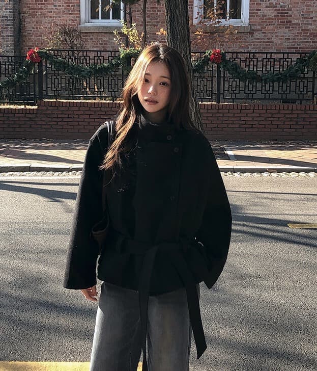 한국 chic 겨울 새로운 한 부서 고급 센스 레이스업 플러스 면 두꺼운 울 코트 상세 이미지 23