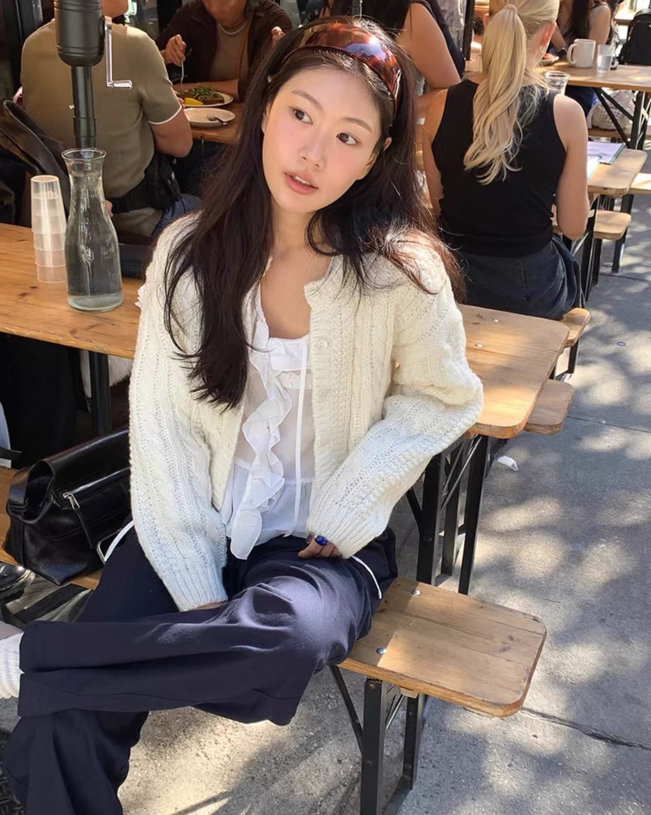 있음 선적 한국 chic 가을 새로운 달콤함 라운드 넥 꽈배기 니트 재킷 상세 이미지 8