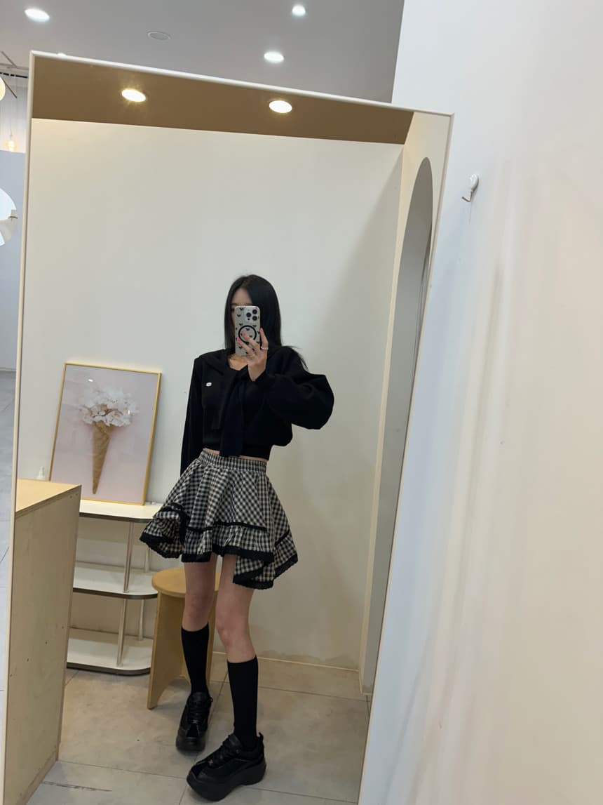 있음 선적 사이즈 업데이트 한국 chic 가을 겨울 새로운 한 부서 학원 스타일 숄 칼라 패치워크 슬림해 보이는 털 셔츠 상세 이미지 15