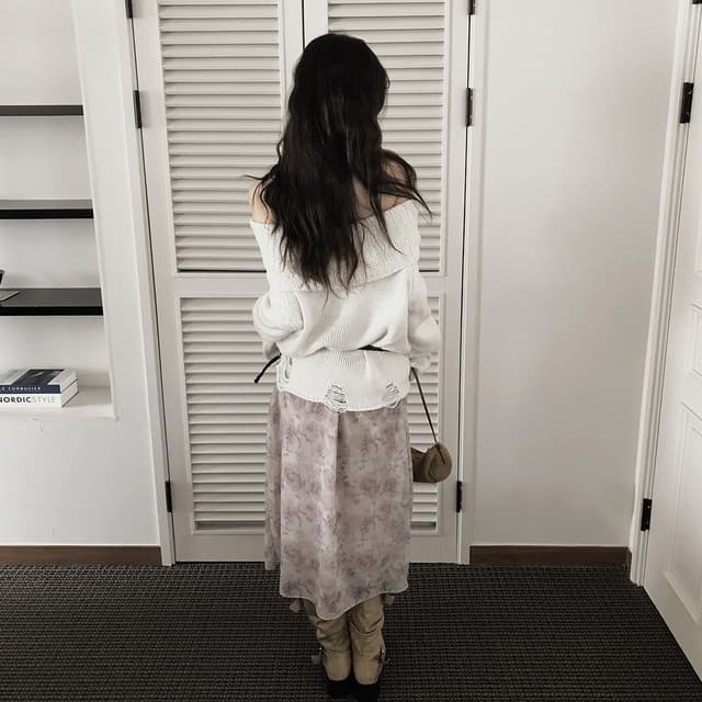 한국 chic 가을 겨울 새로운 한 부서 섹시함 보트넥 찢어진 느슨함 센스 스웨터 상세 이미지 41
