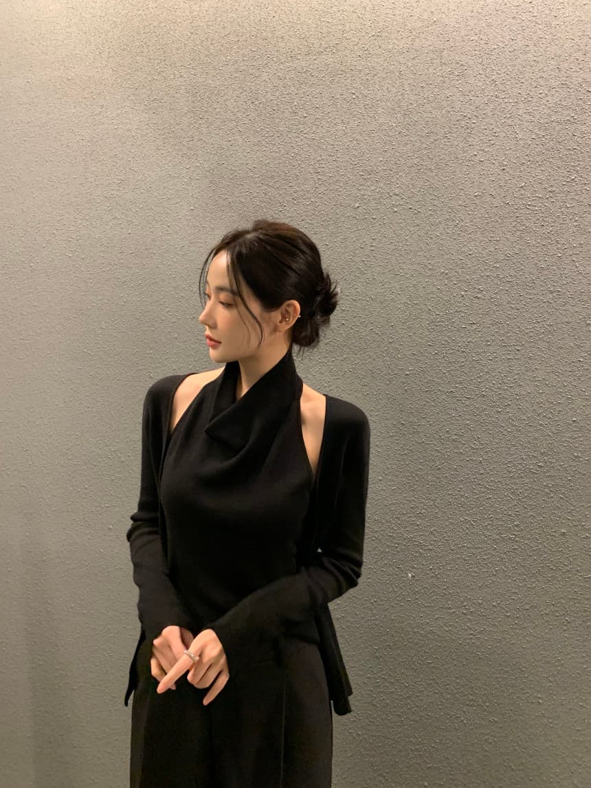 있음 선적 사이즈 업데이트 한국 chic 가을 새로운 디자인 센스 패치워크 페이크 레이어드 니트 스웨터 상세 이미지 24