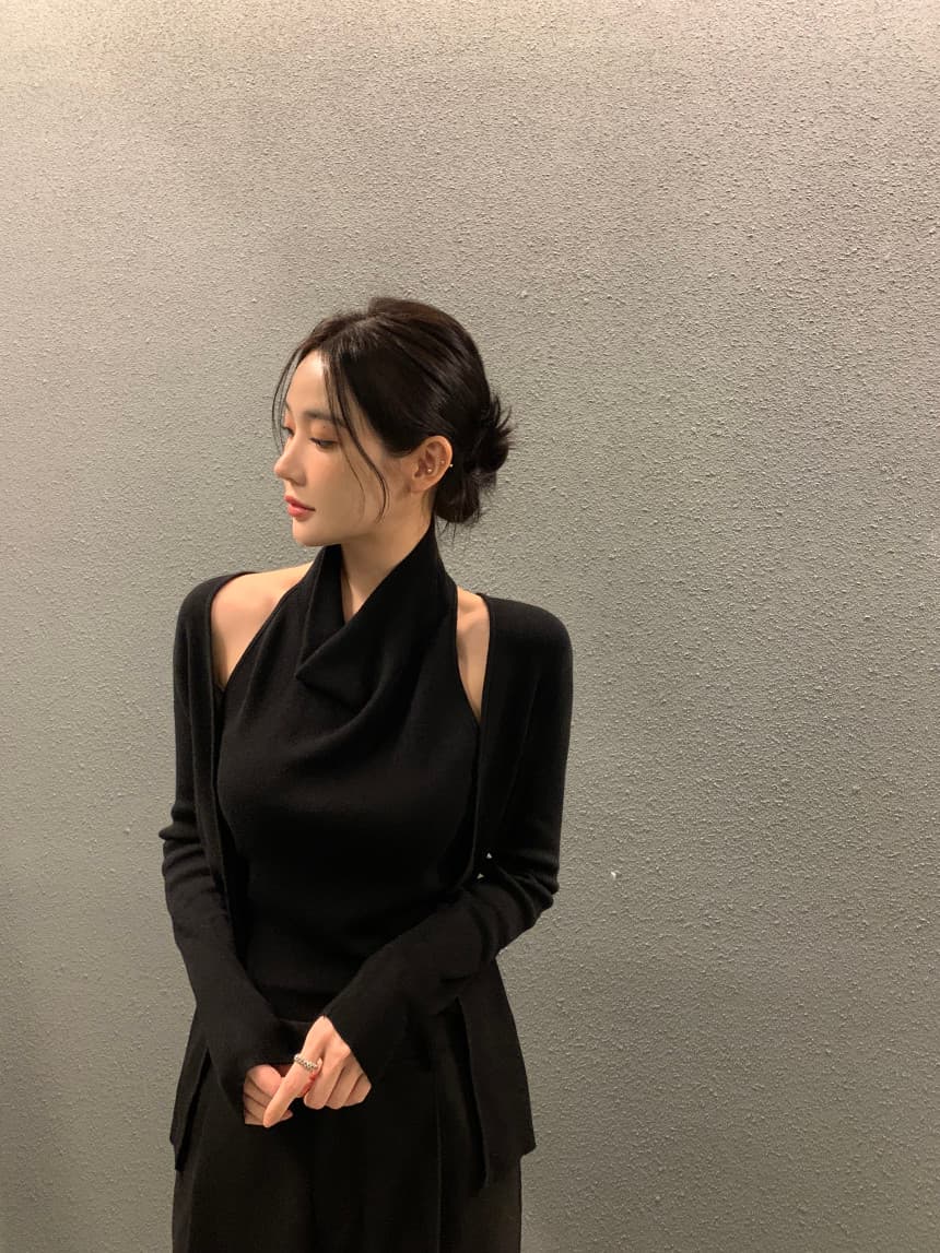 있음 선적 사이즈 업데이트 한국 chic 가을 새로운 디자인 센스 패치워크 페이크 레이어드 니트 스웨터 상세 이미지 26
