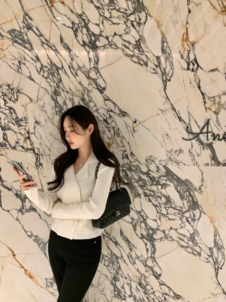 있음 선적 사이즈 업데이트 한국 chic 가을 겨울 새로운 미니멀리즘 정장 칼라 니트 스웨터 여성 품격 슬림해 보이는 재킷 상세 이미지 14