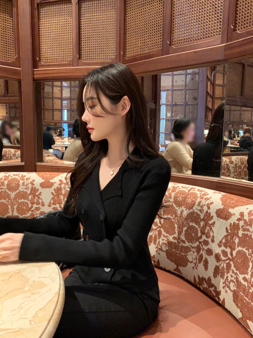 있음 선적 사이즈 업데이트 한국 chic 가을 겨울 새로운 미니멀리즘 정장 칼라 니트 스웨터 여성 품격 슬림해 보이는 재킷 상세 이미지 20