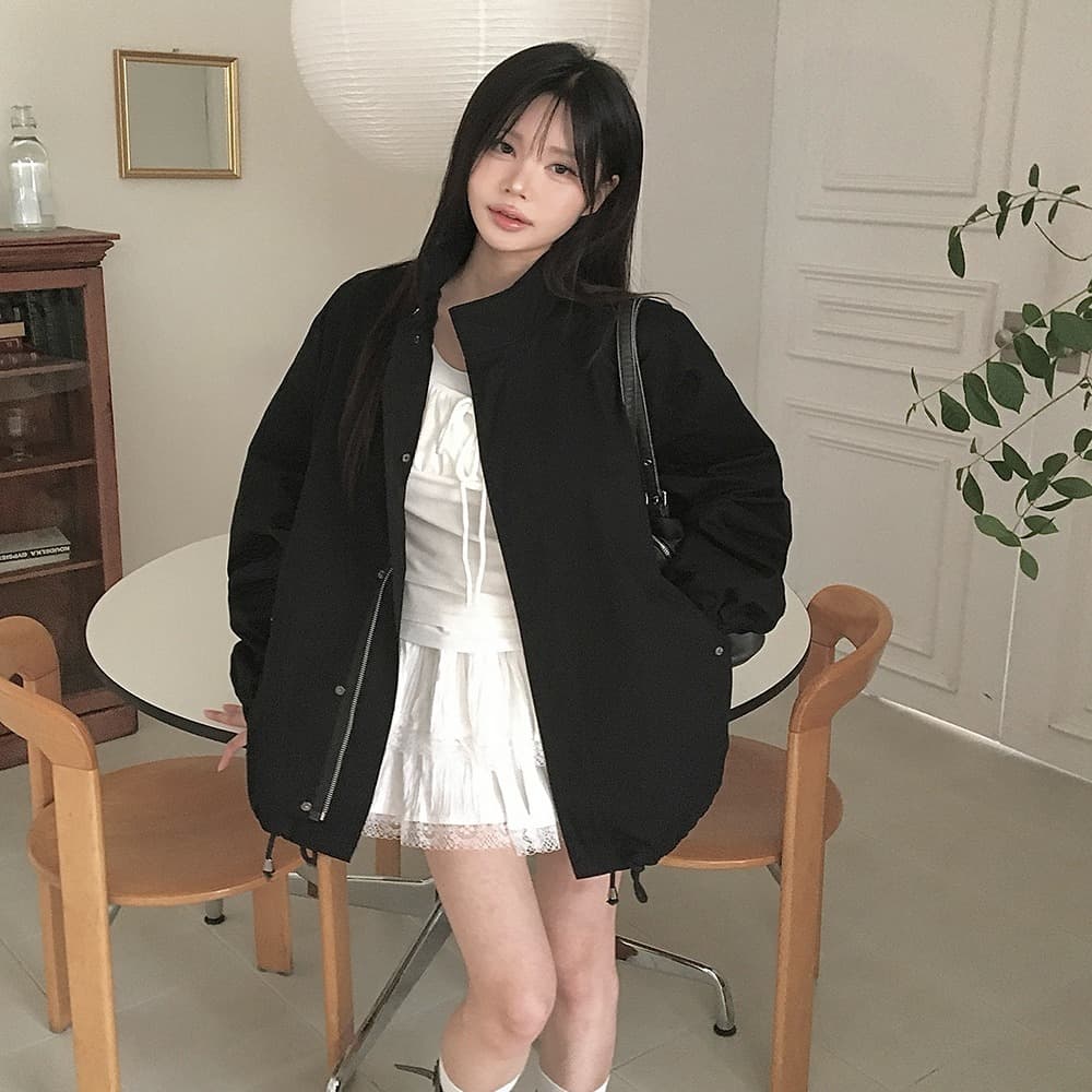 한국 chic 가을 겨울 새로운 한 부서 스탠드 칼라 밑단 펌프 로프 쇼트 스타일 재킷 재킷 이미지 4