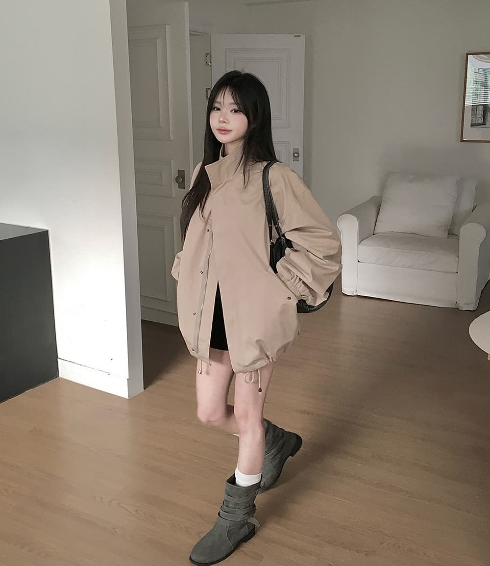 한국 chic 가을 겨울 새로운 한 부서 스탠드 칼라 밑단 펌프 로프 쇼트 스타일 재킷 재킷 상세 이미지 6