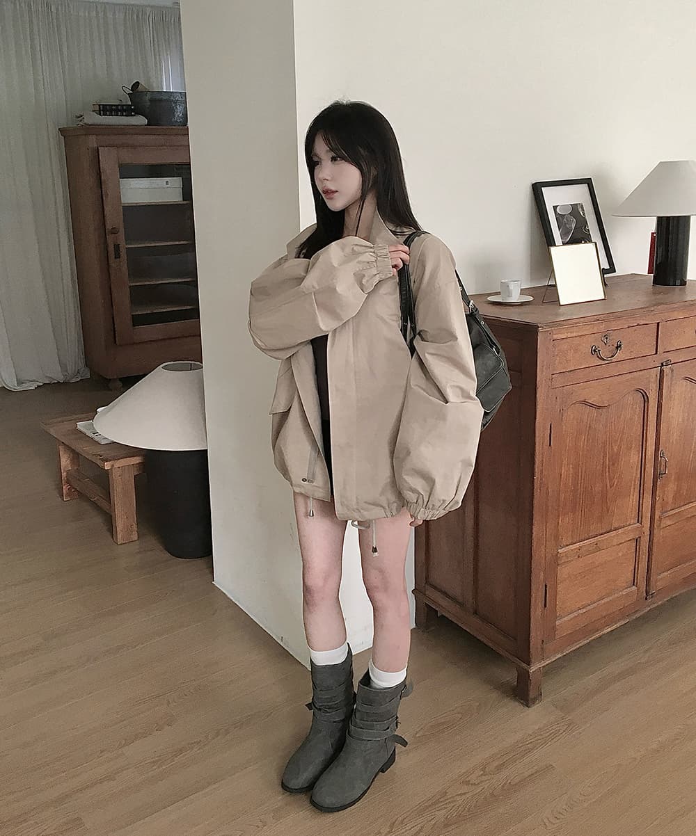 한국 chic 가을 겨울 새로운 한 부서 스탠드 칼라 밑단 펌프 로프 쇼트 스타일 재킷 재킷 상세 이미지 8