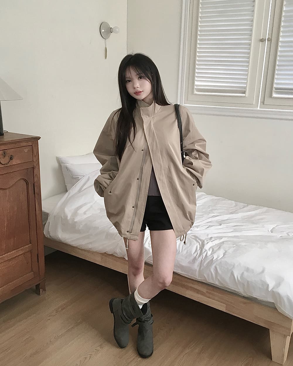 한국 chic 가을 겨울 새로운 한 부서 스탠드 칼라 밑단 펌프 로프 쇼트 스타일 재킷 재킷 상세 이미지 12