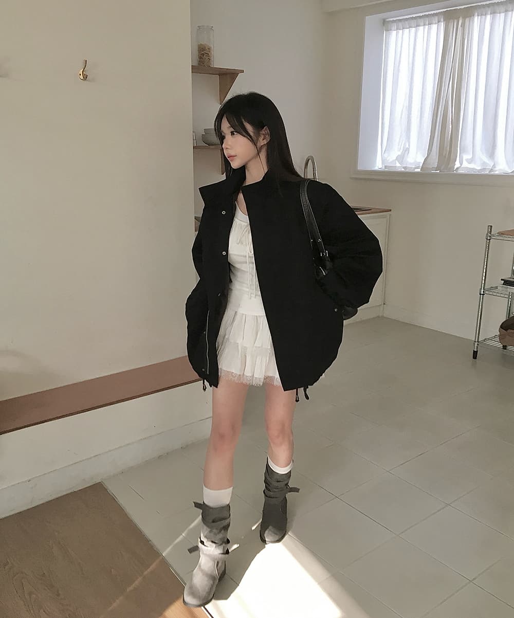 한국 chic 가을 겨울 새로운 한 부서 스탠드 칼라 밑단 펌프 로프 쇼트 스타일 재킷 재킷 상세 이미지 20