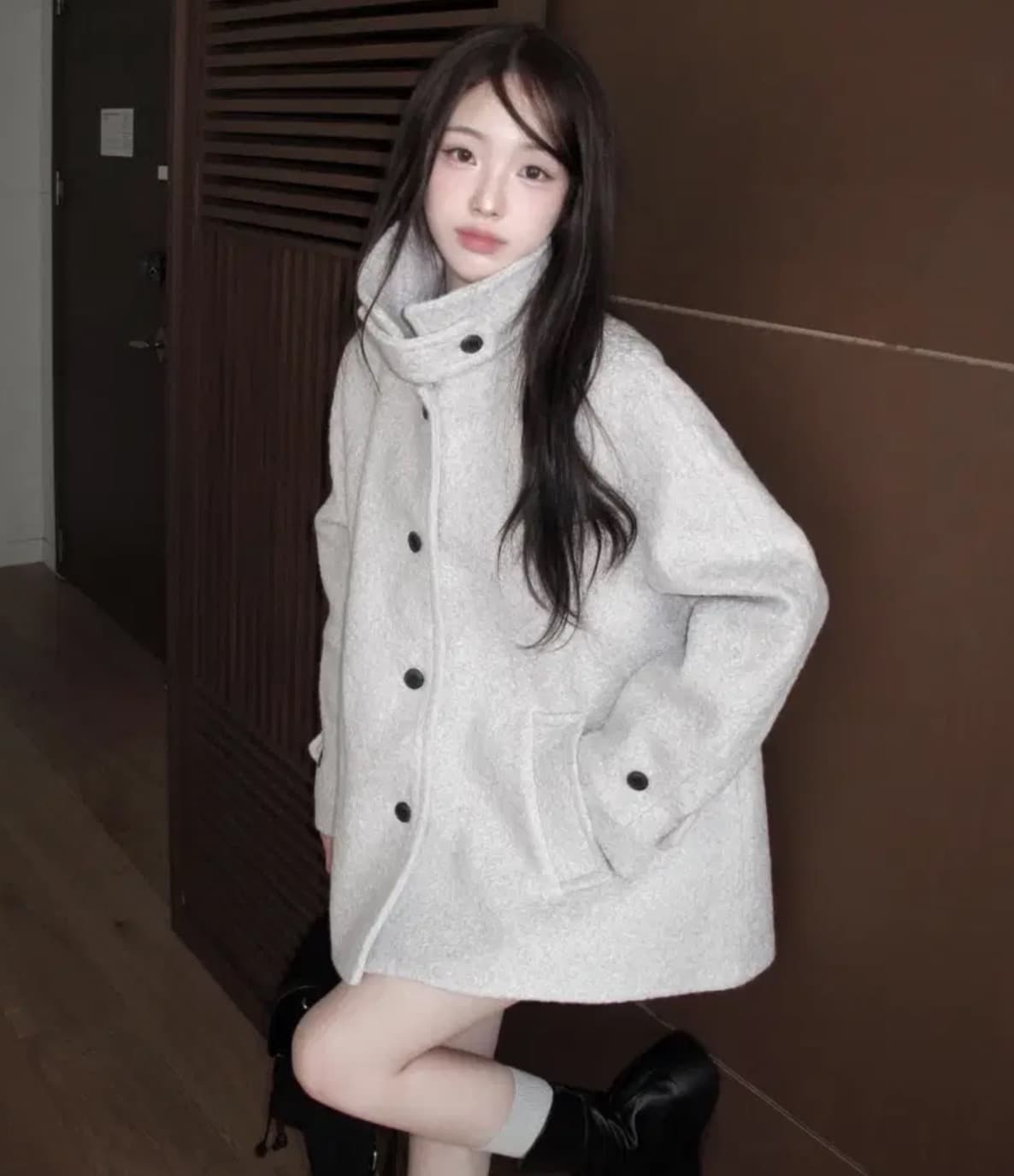 한국 chic 겨울 새로운 고급 센스 귀여운 단추 작은 키 플러스 목화 자켓 이미지 2