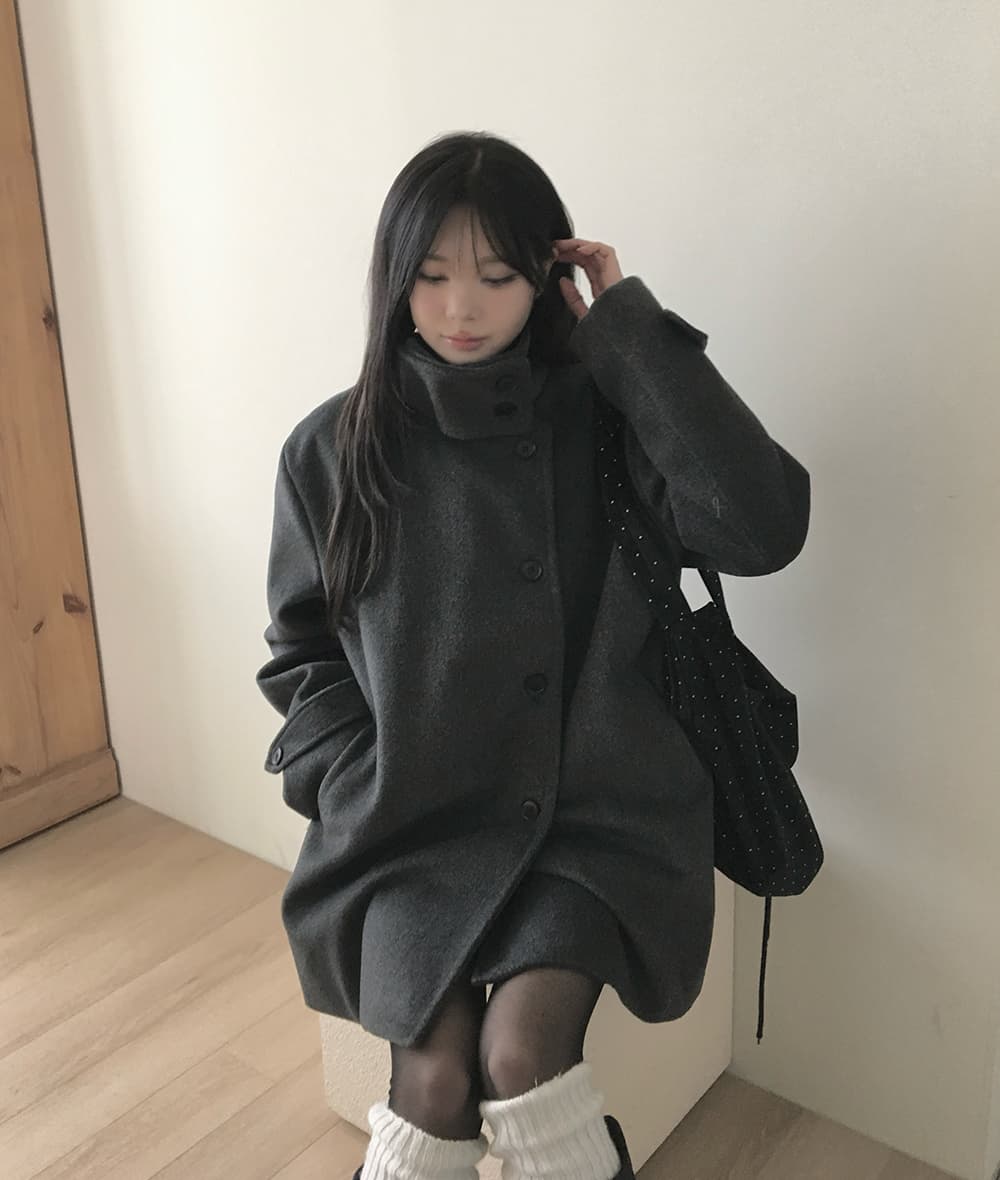 한국 chic 겨울 새로운 고급 센스 스탠드 칼라 플러스 면 두꺼운 모직 외투 상세 이미지 2