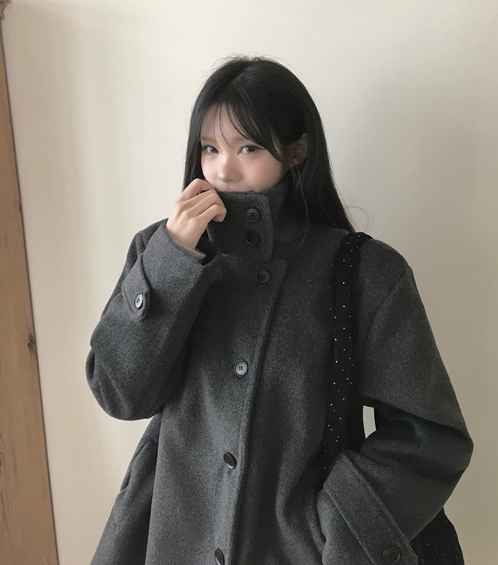 한국 chic 겨울 새로운 고급 센스 스탠드 칼라 플러스 면 두꺼운 모직 외투 상세 이미지 3