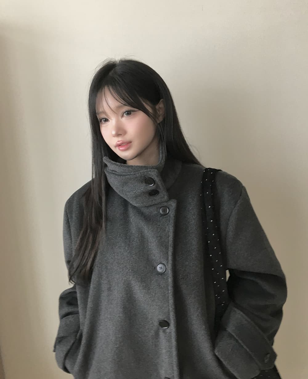 한국 chic 겨울 새로운 고급 센스 스탠드 칼라 플러스 면 두꺼운 모직 외투 상세 이미지 5