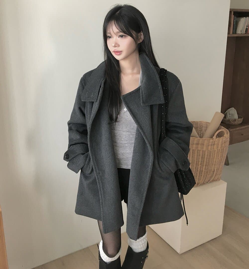 한국 chic 겨울 새로운 고급 센스 스탠드 칼라 플러스 면 두꺼운 모직 외투 상세 이미지 14