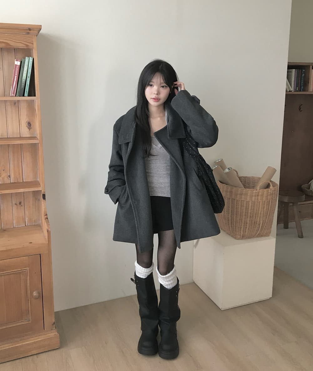 한국 chic 겨울 새로운 고급 센스 스탠드 칼라 플러스 면 두꺼운 모직 외투 상세 이미지 15