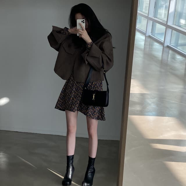 있음 선적 사이즈 업데이트 겨울 레트로 미니멀리즘 V넥 롤 슬리브 모직 여성 코트 루즈핏 쇼트 스타일 연령 감소 오픈 가디건 상세 이미지 18