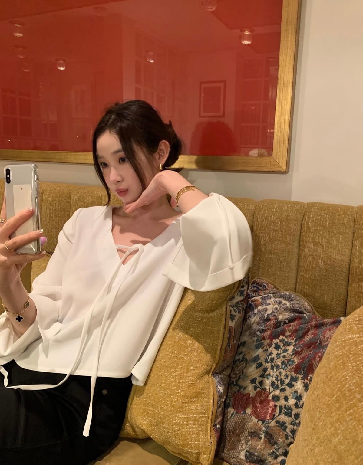 있음 선적 사이즈 업데이트 한국 chic 가을 새로운 프랑스식 작은 청신 스트랩 품격 셔츠 상세 이미지 5