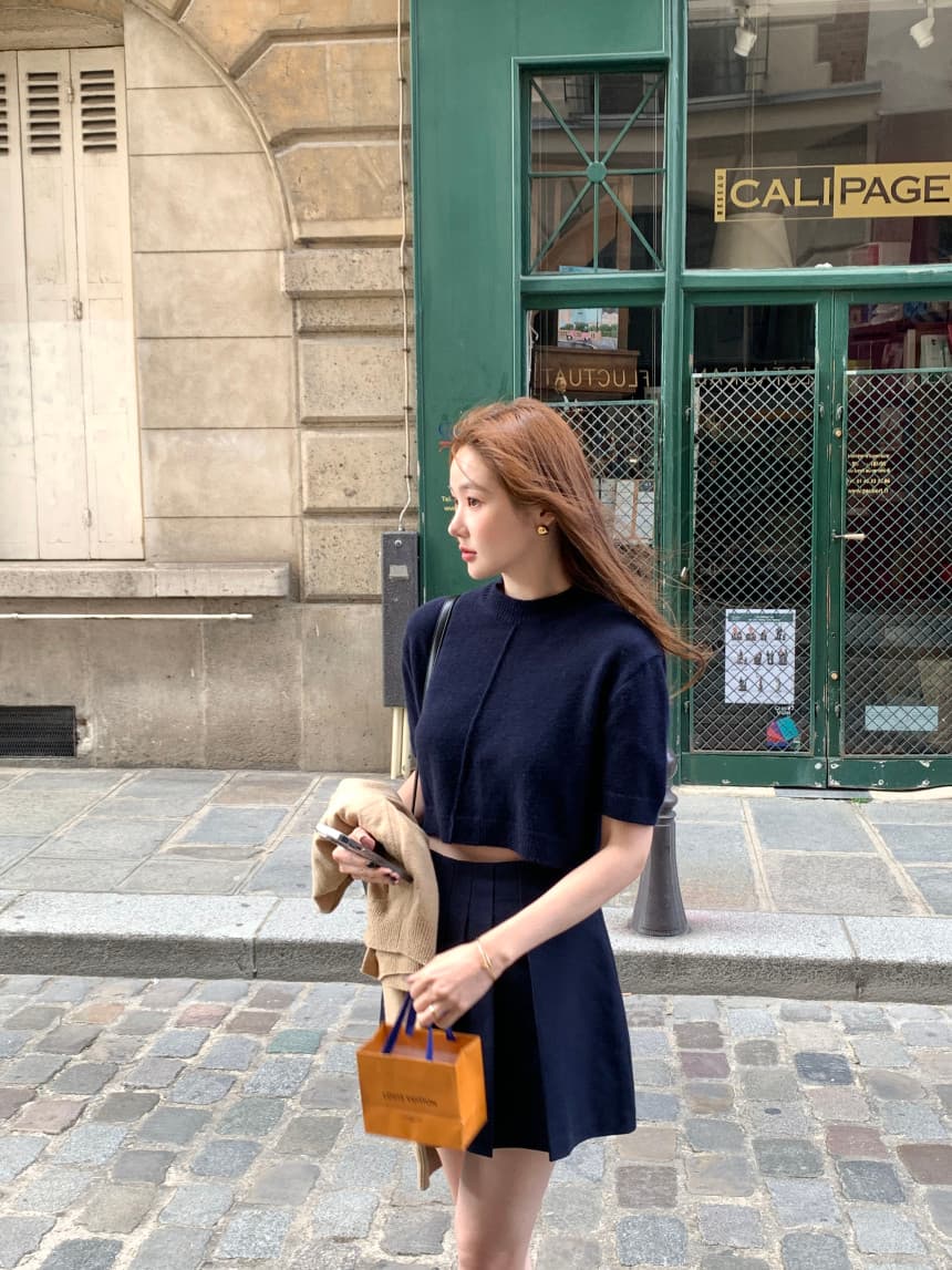 있음 선적 사이즈 업데이트 한국 chic 가을 반하이넥 풀오버 반팔 스웨터 여자 슬림해 보이는 니트 스웨터 상세 이미지 14