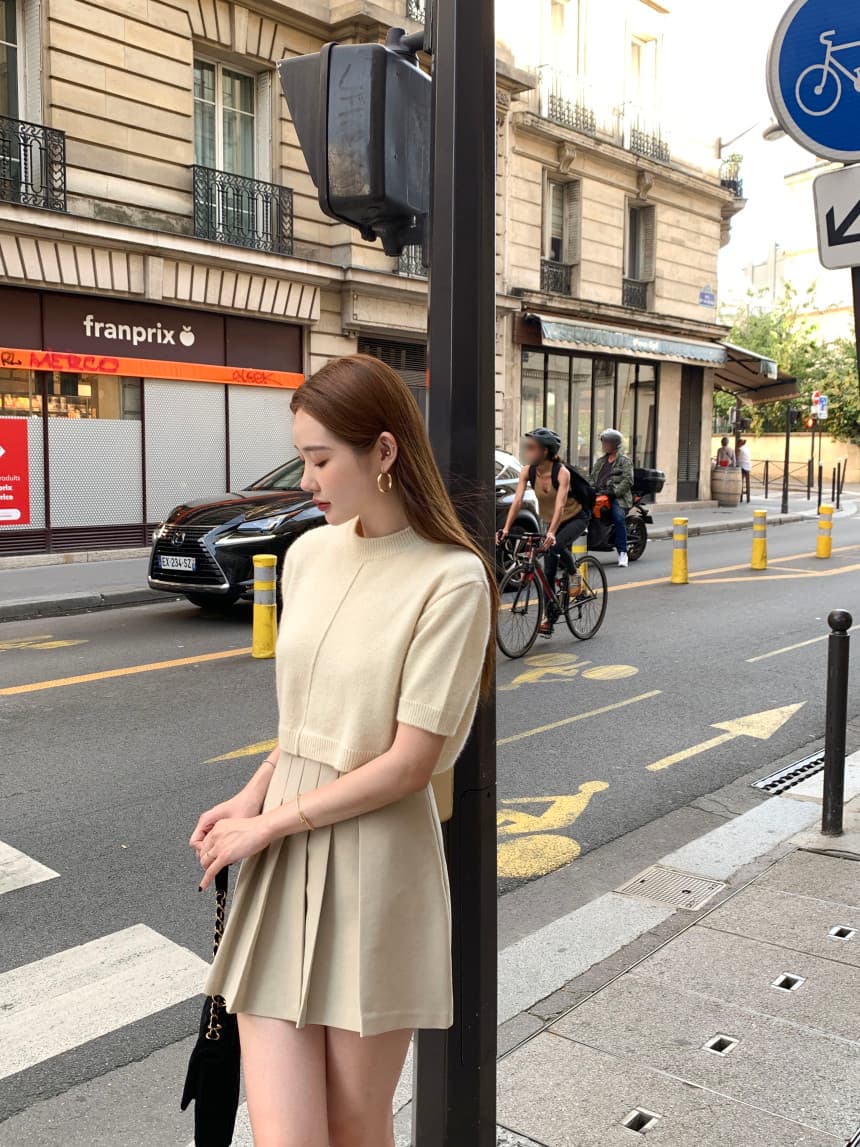 있음 선적 사이즈 업데이트 한국 chic 가을 반하이넥 풀오버 반팔 스웨터 여자 슬림해 보이는 니트 스웨터 상세 이미지 48