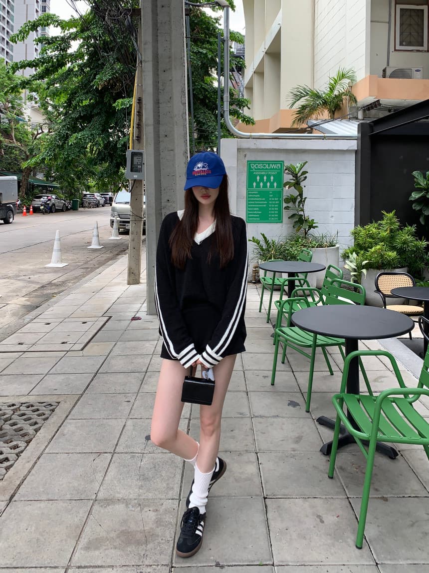 있음 선적 사이즈 업데이트 한국 chic 가을 미니멀리즘 V넥 캐주얼 긴팔 스웨터 상세 이미지 5