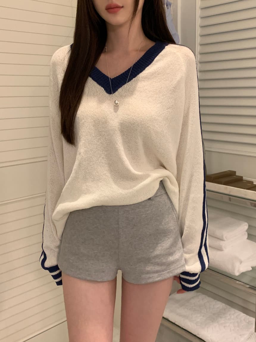 있음 선적 사이즈 업데이트 한국 chic 가을 미니멀리즘 V넥 캐주얼 긴팔 스웨터 상세 이미지 44