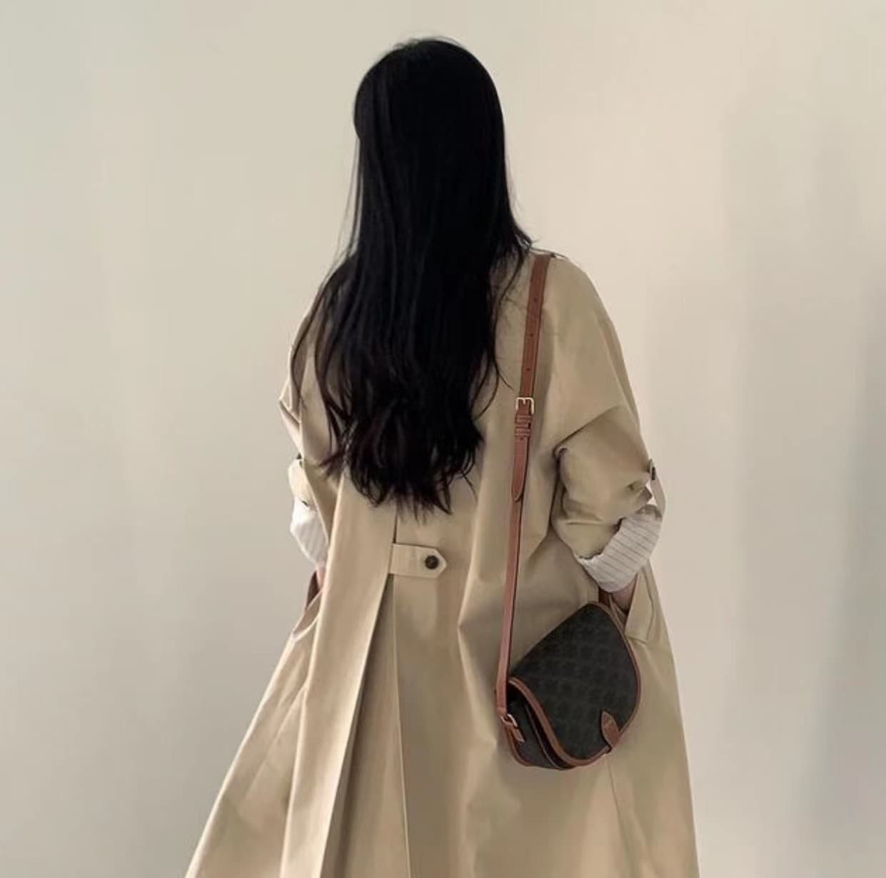 있음 선적 사이즈 업데이트 한국 chic 가을 겨울 한 부서 싱글 줄 버튼 롱 코트 바람막이 루즈핏 캐주얼 재킷 상세 이미지 2