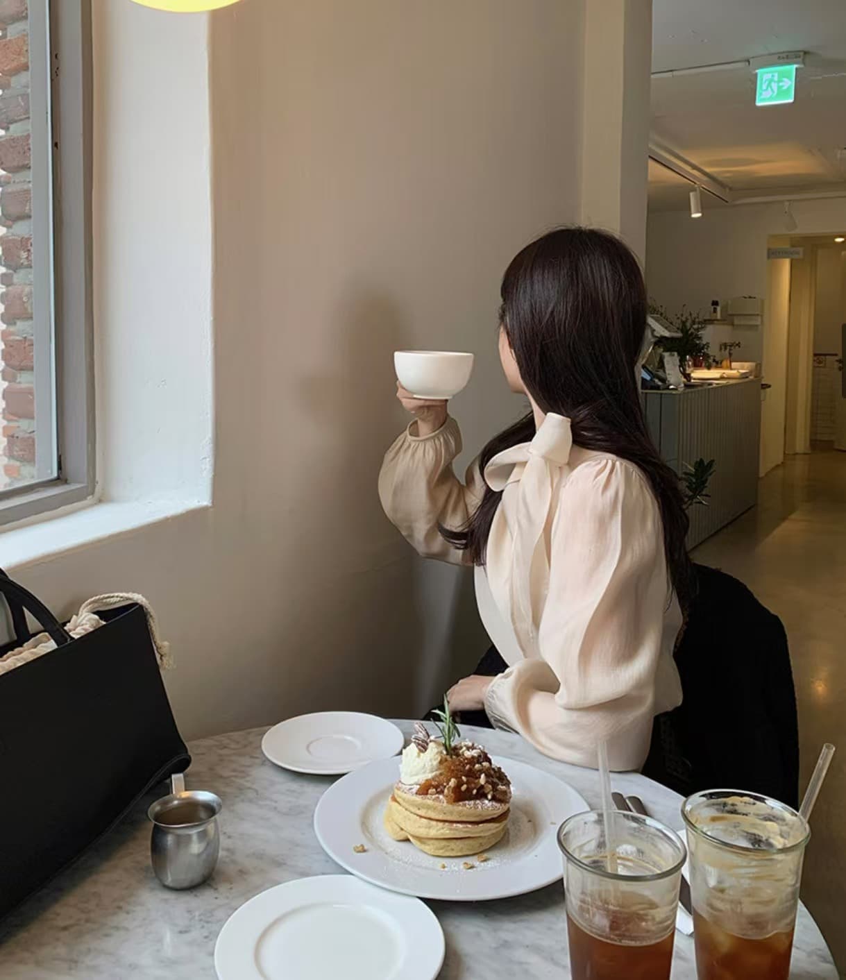있음 선적 사이즈 업데이트 한국 chic 가을 새로운 프랑스식 디자인 센스 레이스업 나비 매듭 긴팔 셔츠 상세 이미지 7