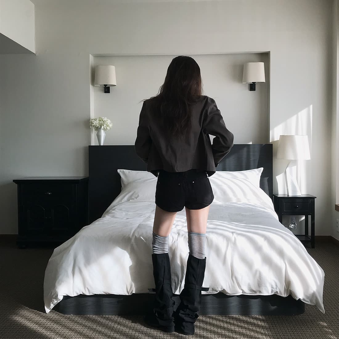 있음 선적 사이즈 업데이트 한국 chic 가을 겨울 새로운 레트로 스탠드 칼라 단추 지퍼 짧은 외투 상세 이미지 10