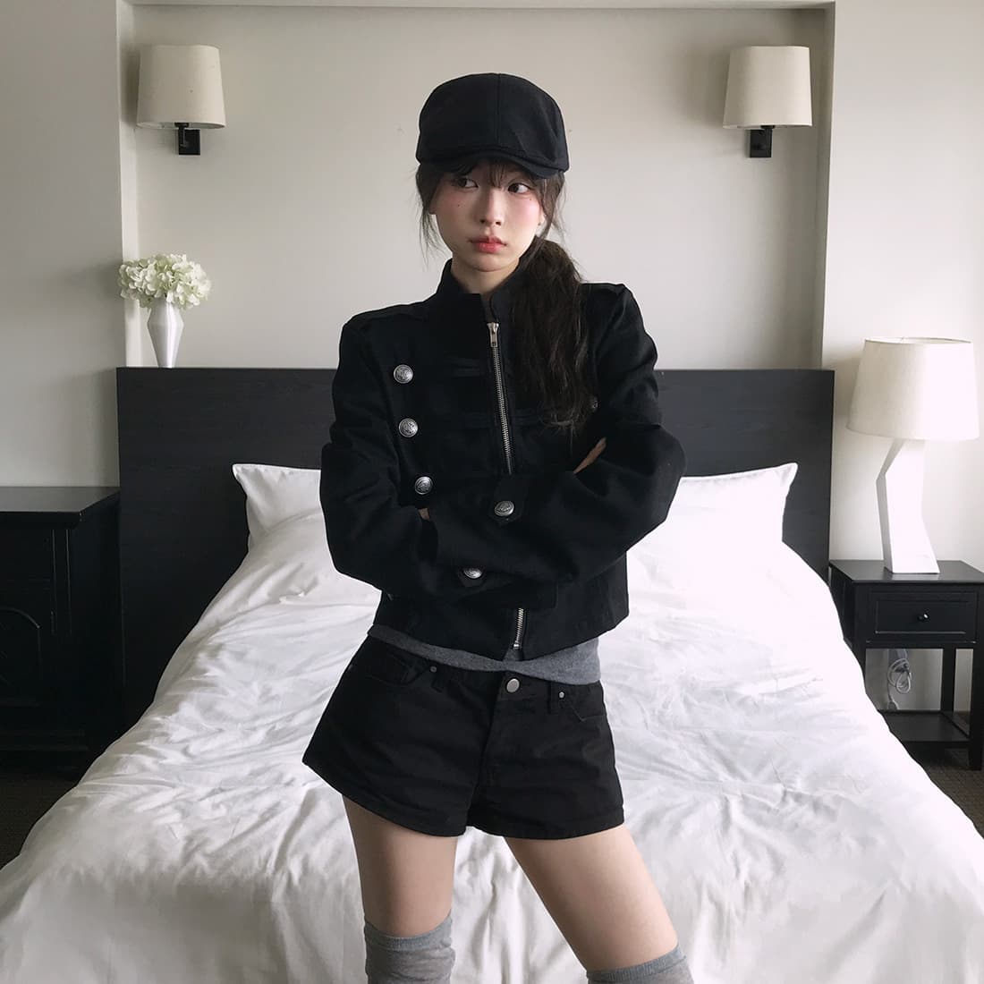 있음 선적 사이즈 업데이트 한국 chic 가을 겨울 새로운 레트로 스탠드 칼라 단추 지퍼 짧은 외투 상세 이미지 36