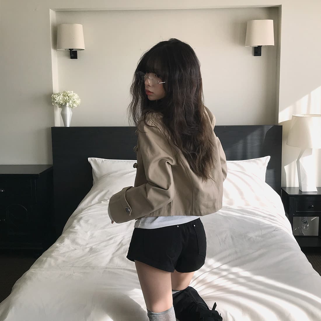 있음 선적 사이즈 업데이트 한국 chic 가을 겨울 새로운 레트로 스탠드 칼라 단추 지퍼 짧은 외투 상세 이미지 47