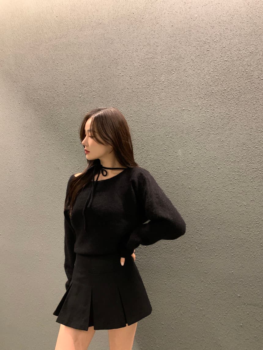 있음 선적 사이즈 업데이트 한국 chic 가을 겨울 새로운 프랑스식 미니멀리즘 행침 목 스트랩 긴팔 스웨터 상세 이미지 44
