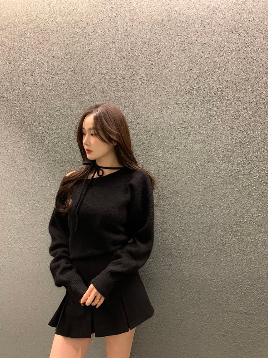 있음 선적 사이즈 업데이트 한국 chic 가을 겨울 새로운 프랑스식 미니멀리즘 행침 목 스트랩 긴팔 스웨터 상세 이미지 48