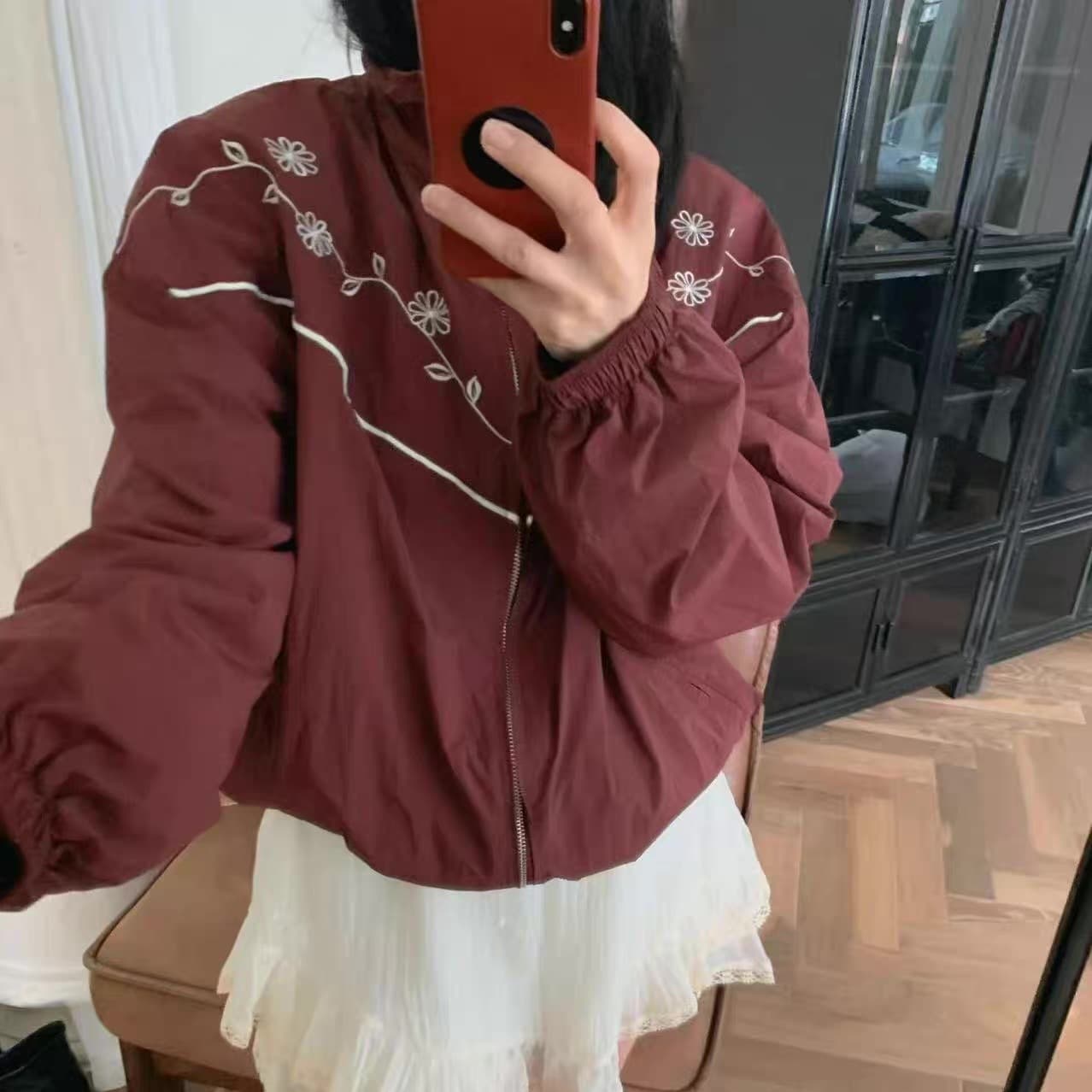 한국 chic 가을 겨울 새로운 한 부서 레트로 가시 자수 재킷 재킷 이미지 5