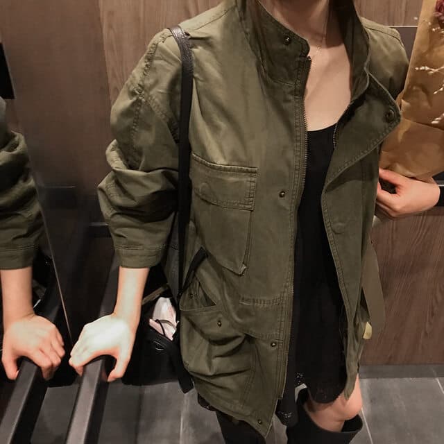 한국 chic 가을 겨울 새로운 한 부서 레트로 스탠드 칼라 기타 주머니 캐주얼 워크웨어 재킷 재킷 상세 이미지 9
