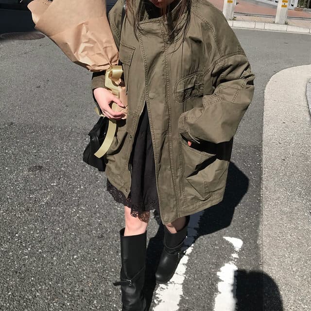 한국 chic 가을 겨울 새로운 한 부서 레트로 스탠드 칼라 기타 주머니 캐주얼 워크웨어 재킷 재킷 상세 이미지 15