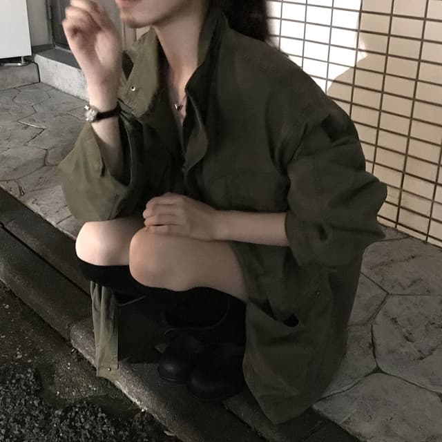 한국 chic 가을 겨울 새로운 한 부서 레트로 스탠드 칼라 기타 주머니 캐주얼 워크웨어 재킷 재킷 상세 이미지 29