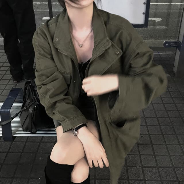 한국 chic 가을 겨울 새로운 한 부서 레트로 스탠드 칼라 기타 주머니 캐주얼 워크웨어 재킷 재킷 상세 이미지 34