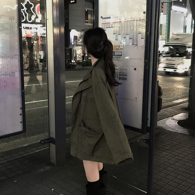한국 chic 가을 겨울 새로운 한 부서 레트로 스탠드 칼라 기타 주머니 캐주얼 워크웨어 재킷 재킷 상세 이미지 35