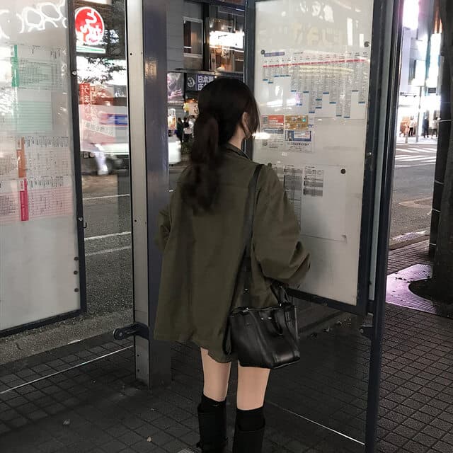 한국 chic 가을 겨울 새로운 한 부서 레트로 스탠드 칼라 기타 주머니 캐주얼 워크웨어 재킷 재킷 상세 이미지 36