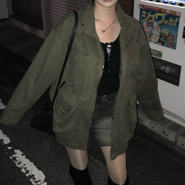 한국 chic 가을 겨울 새로운 한 부서 레트로 스탠드 칼라 기타 주머니 캐주얼 워크웨어 재킷 재킷 상세 이미지 38