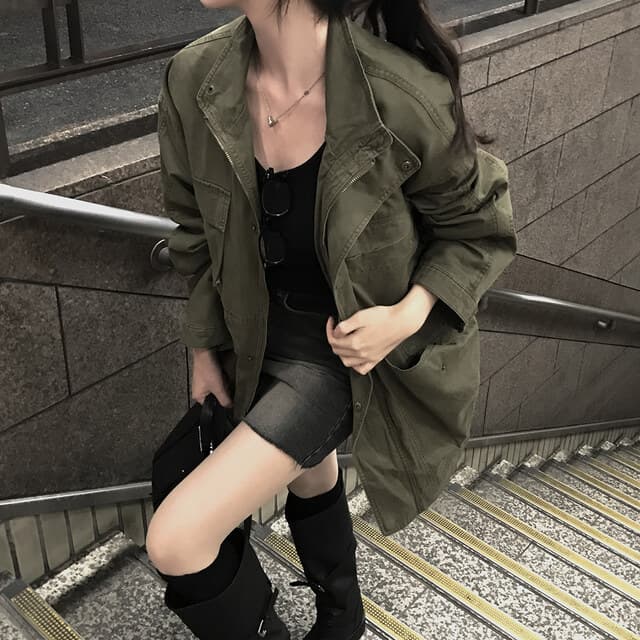 한국 chic 가을 겨울 새로운 한 부서 레트로 스탠드 칼라 기타 주머니 캐주얼 워크웨어 재킷 재킷 상세 이미지 42